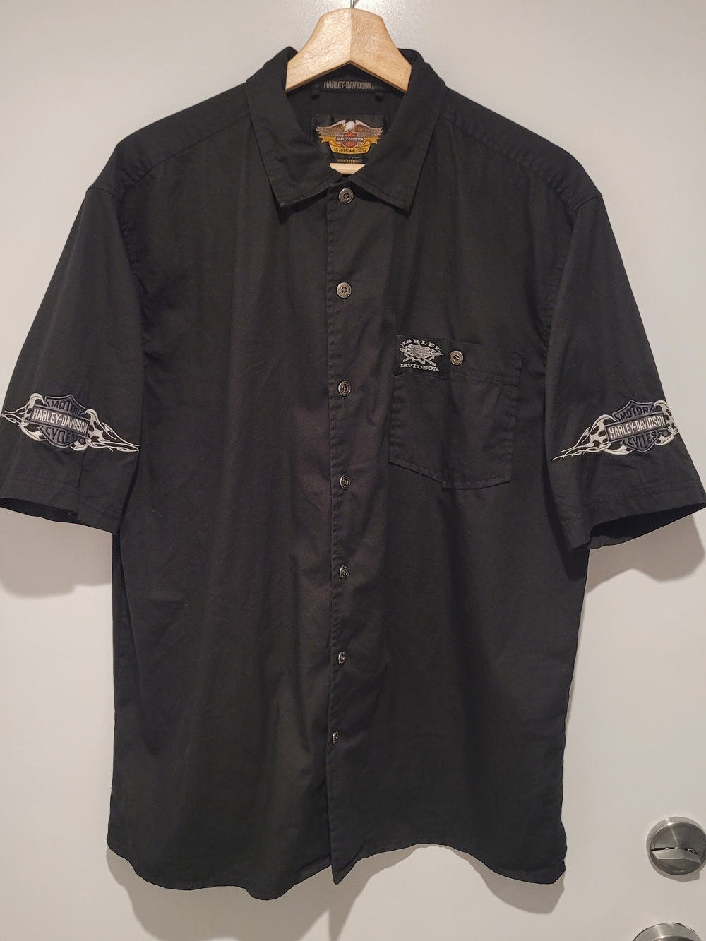 Harley-Davidson Men’s Black Short-Sleeve Button-Up Shirt